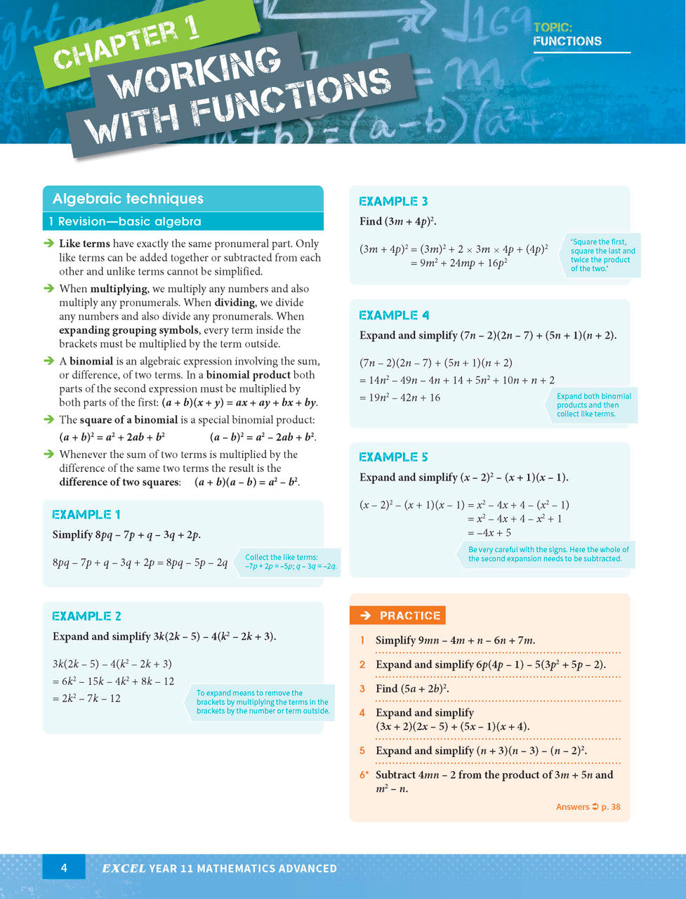 Excel Year 11 Mathematics Advanced Study Guide — inside page 3