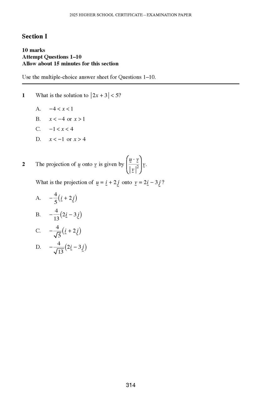 Excel Success One HSC Mathematics Extension 1 2026 Edition — inside page 3