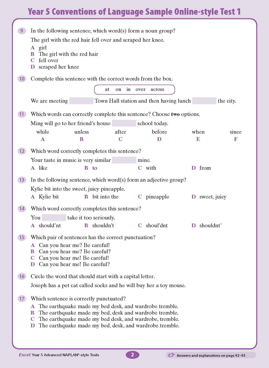 Excel Advanced NAPLAN*-style Tests Year 5 — inside page 3