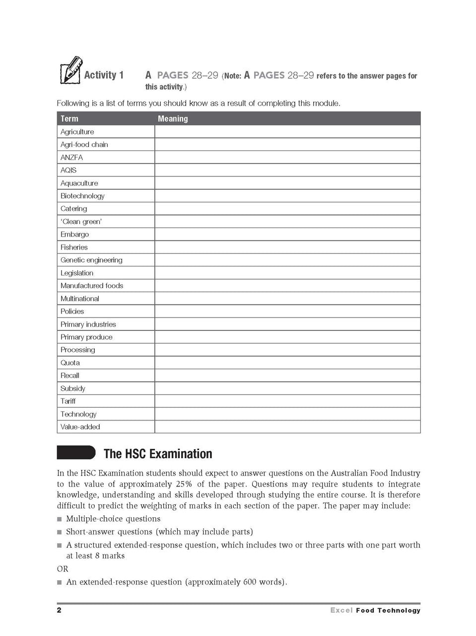 Excel HSC - Food Technology Study Guide — inside page 3