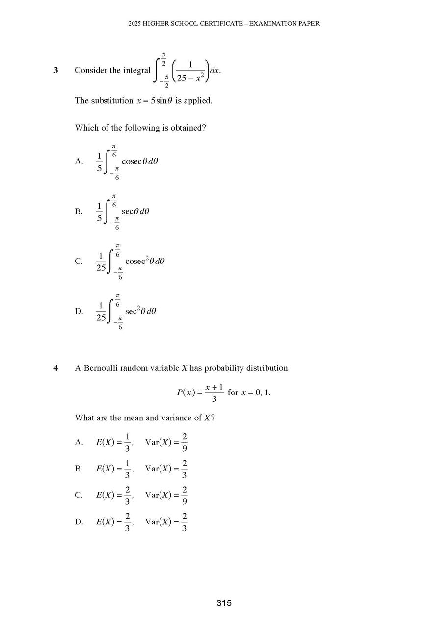 Excel Success One HSC Mathematics Extension 1 2026 Edition — inside page 4