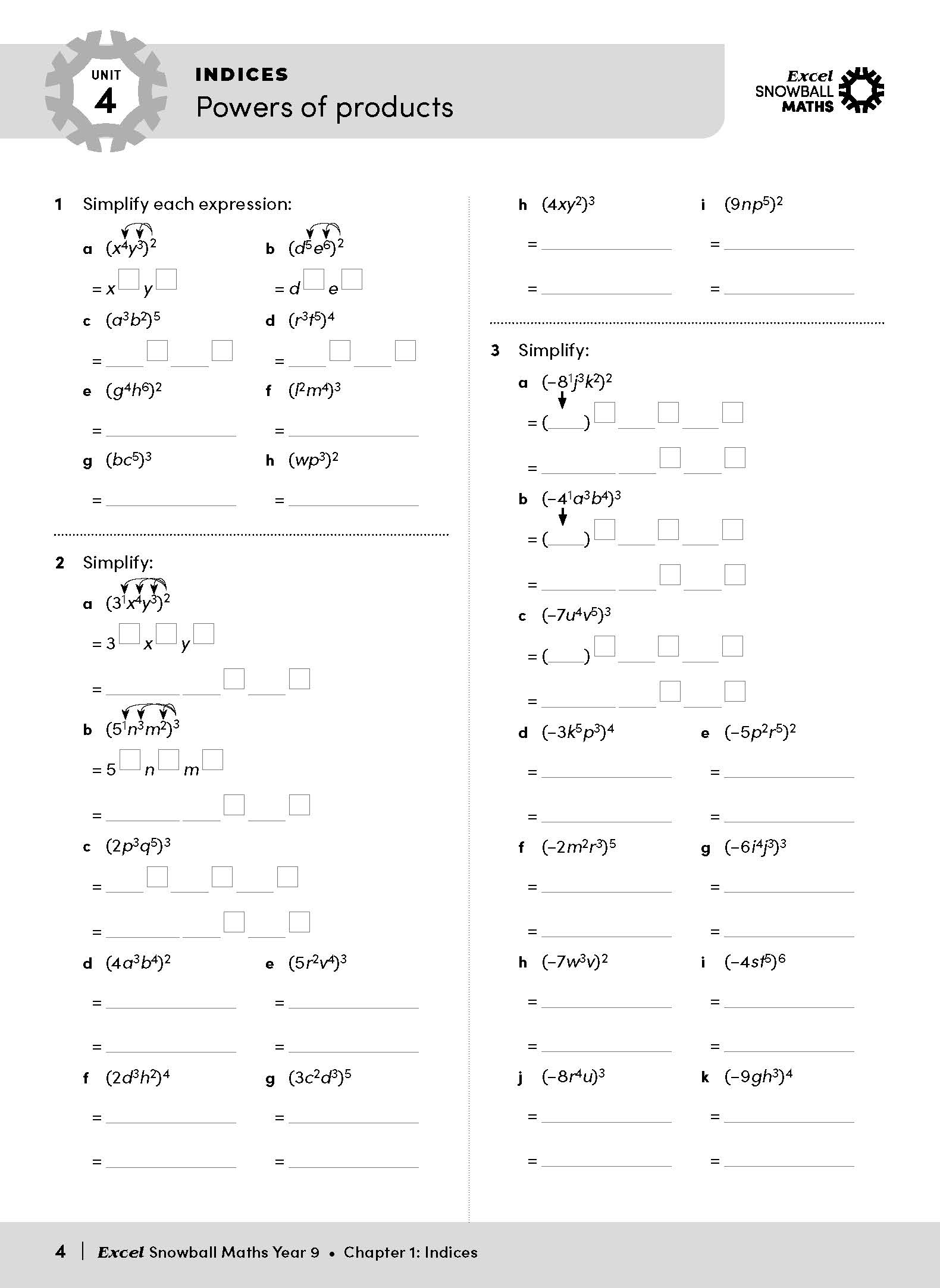 Excel Snowball Maths Year 9 – inside page 6