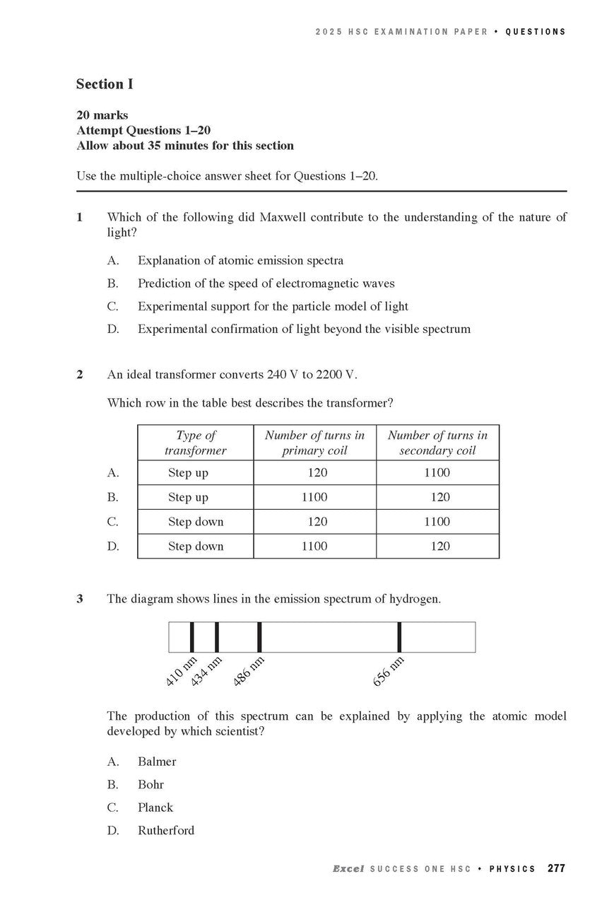 Excel Success One HSC Physics 2026 Edition — inside page 5