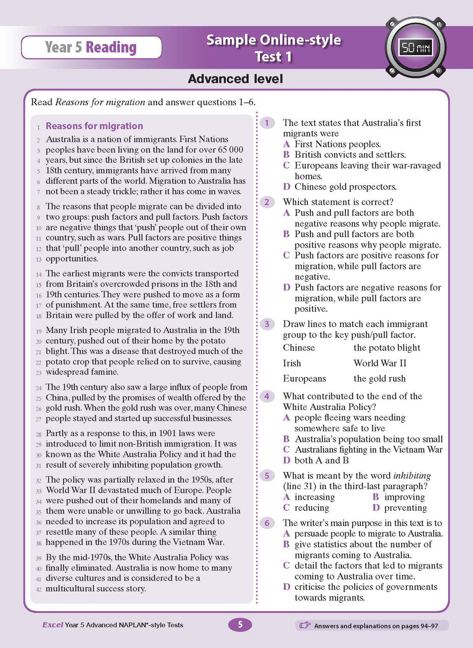 Excel Advanced NAPLAN*-style Tests Year 5 — inside page 4