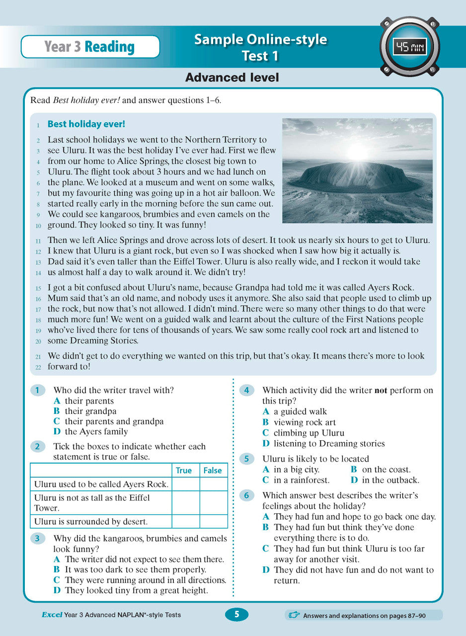 Excel Advanced NAPLAN*-style Tests Year 3 — inside page 4
