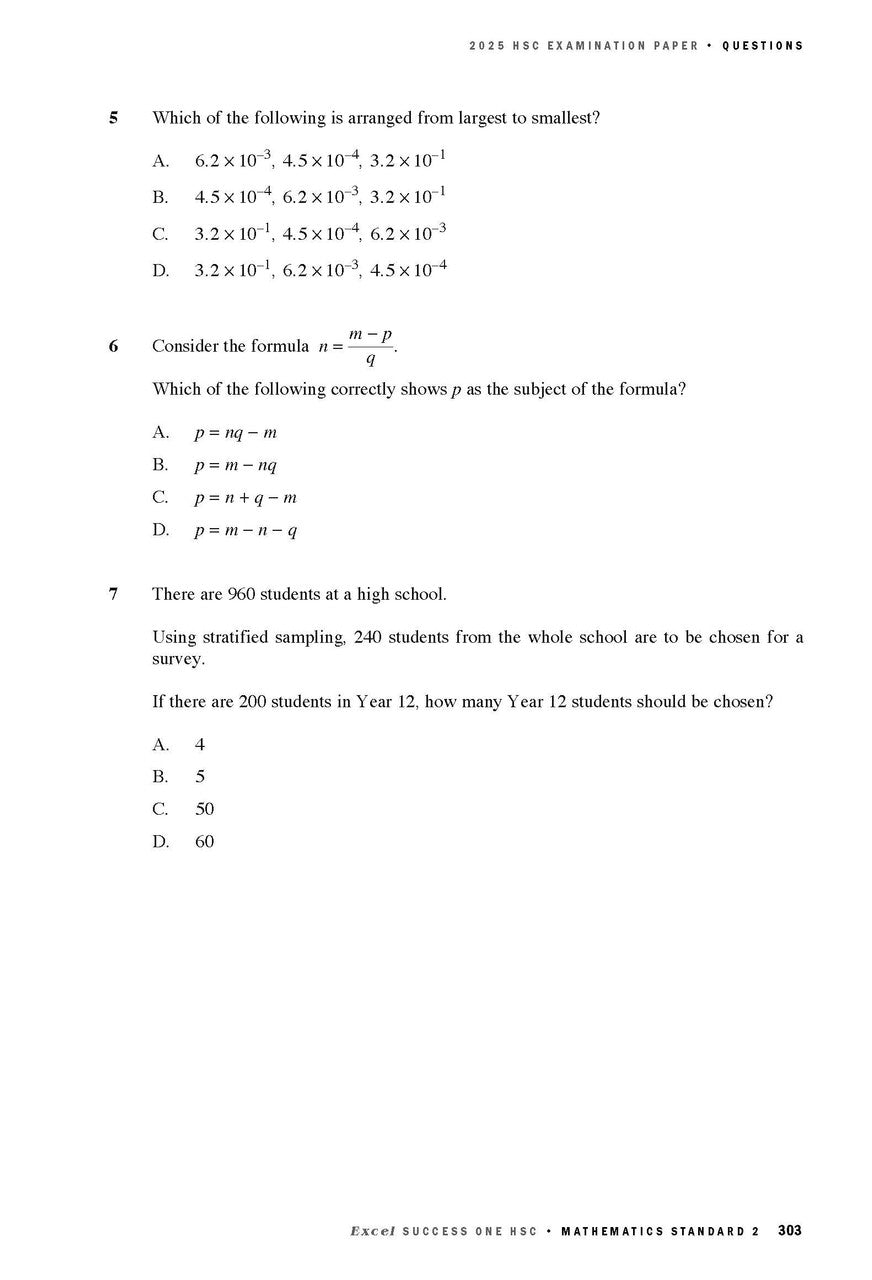 Excel Success One HSC Mathematics Standard 2 2026 Edition — inside page 5