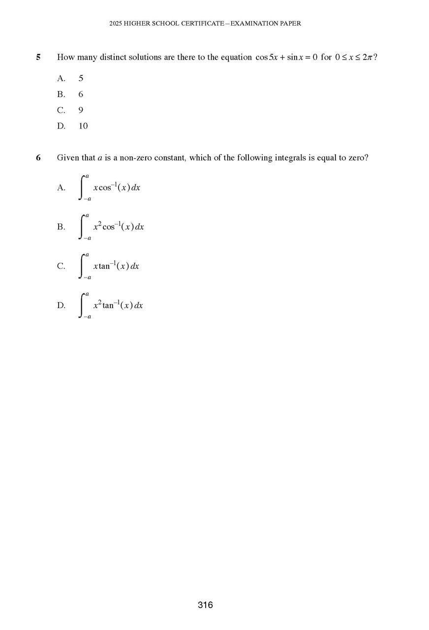 Excel Success One HSC Mathematics Extension 1 2026 Edition — inside page 5