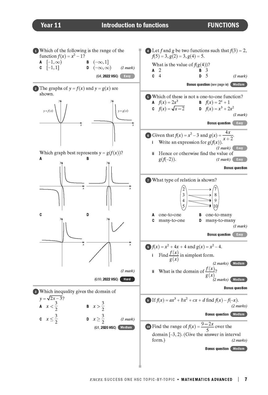 Excel Success One HSC Topic-By-Topic Mathematics Advanced 2023 Edition — inside page 5
