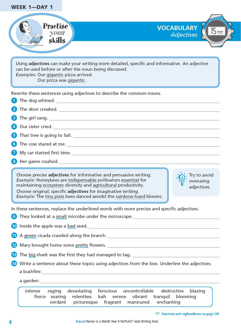 Excel Revise in a Month Year 9 NAPLAN*-style Writing Tests — inside page 5