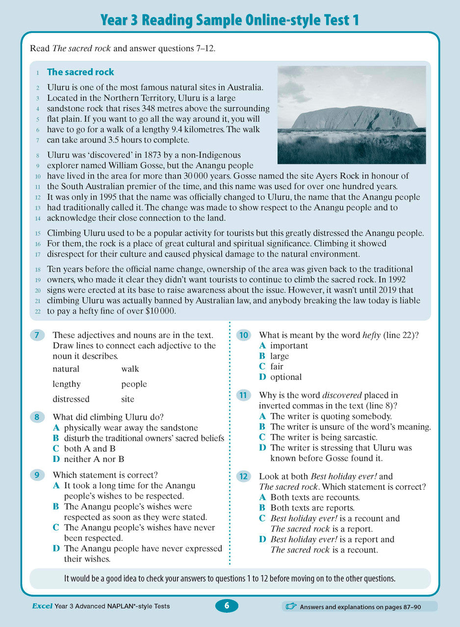 Excel Advanced NAPLAN*-style Tests Year 3 — inside page 5