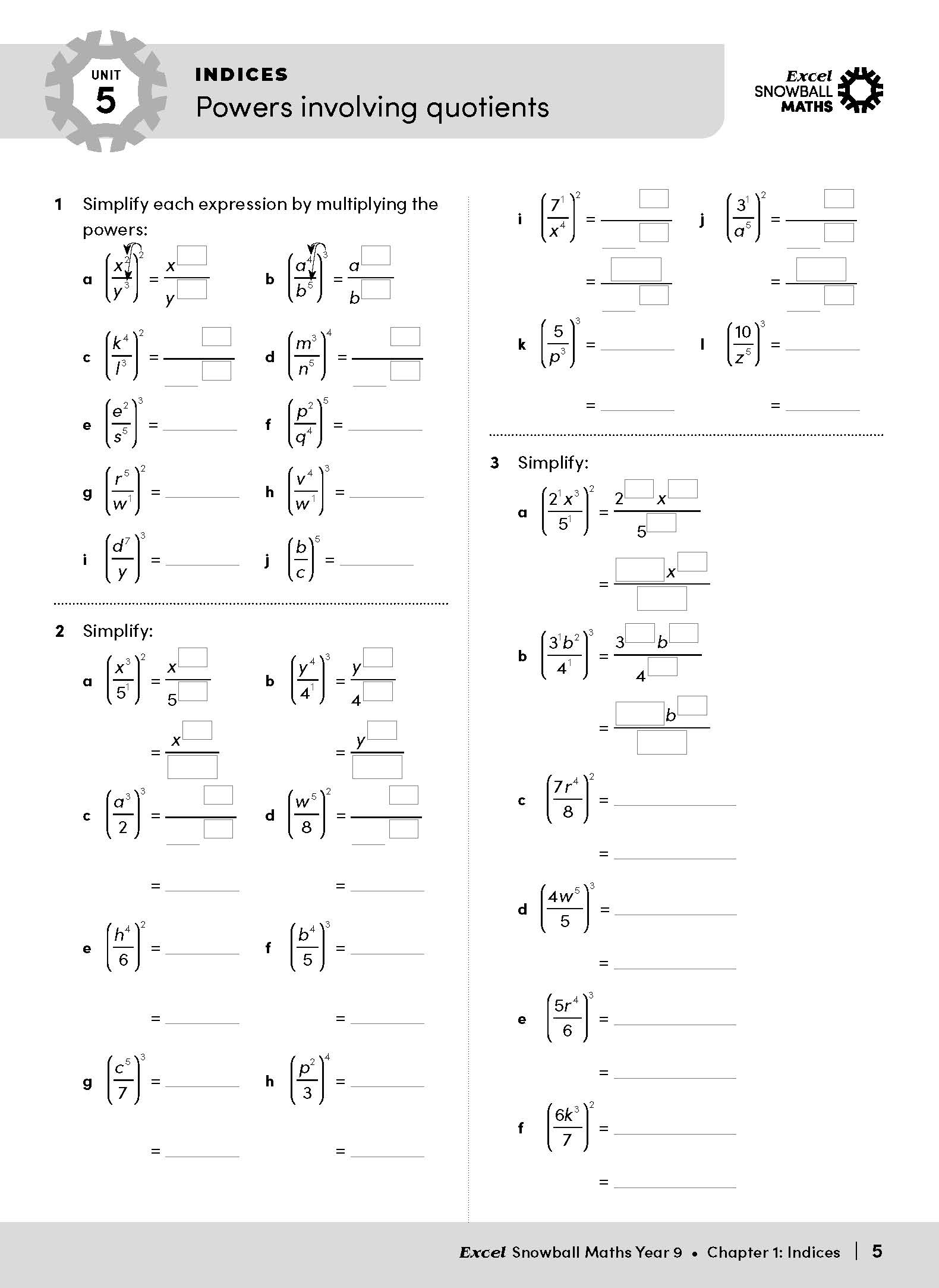 Excel Snowball Maths Year 9 – inside page 7