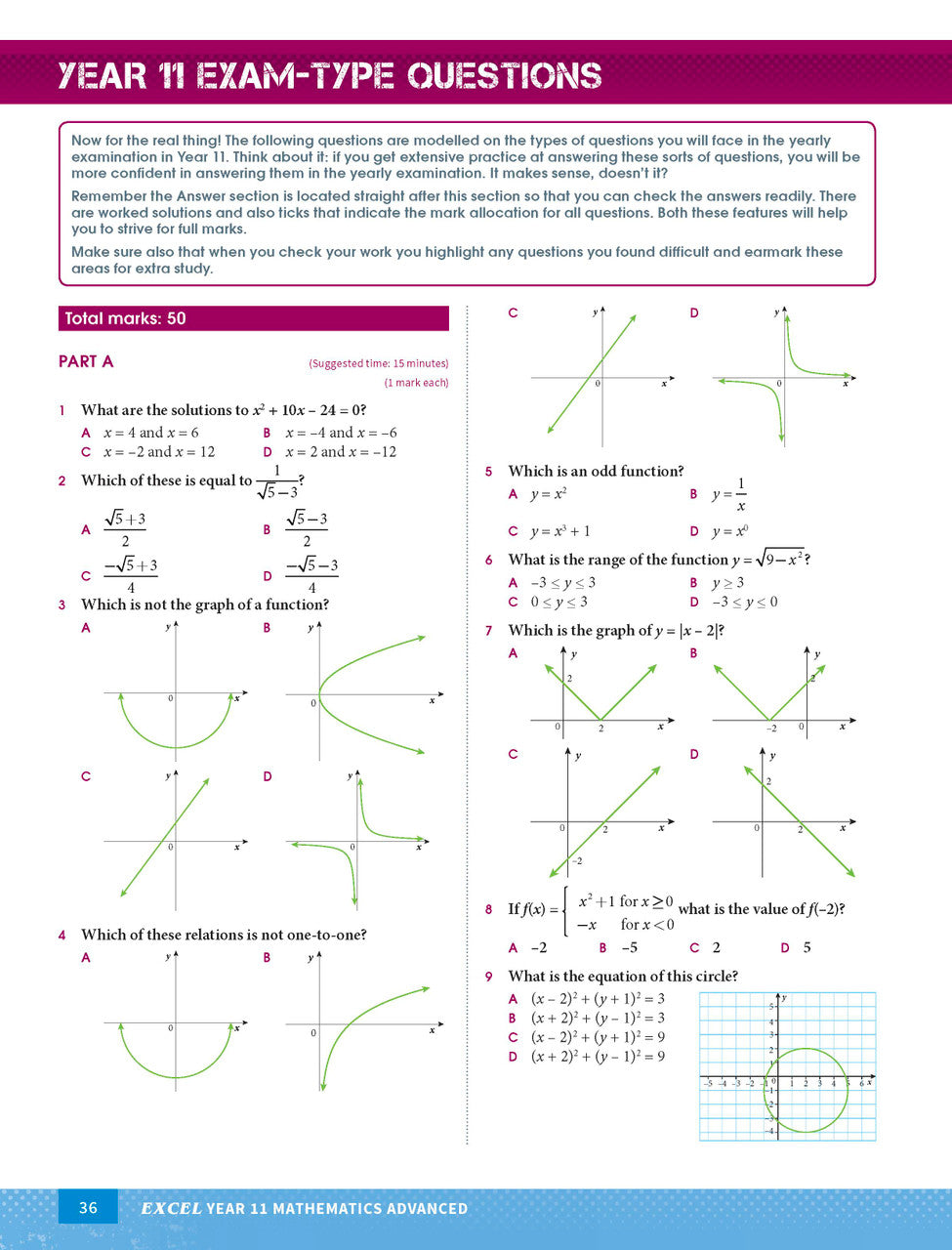 Excel Year 11 Mathematics Advanced Study Guide — inside page 6