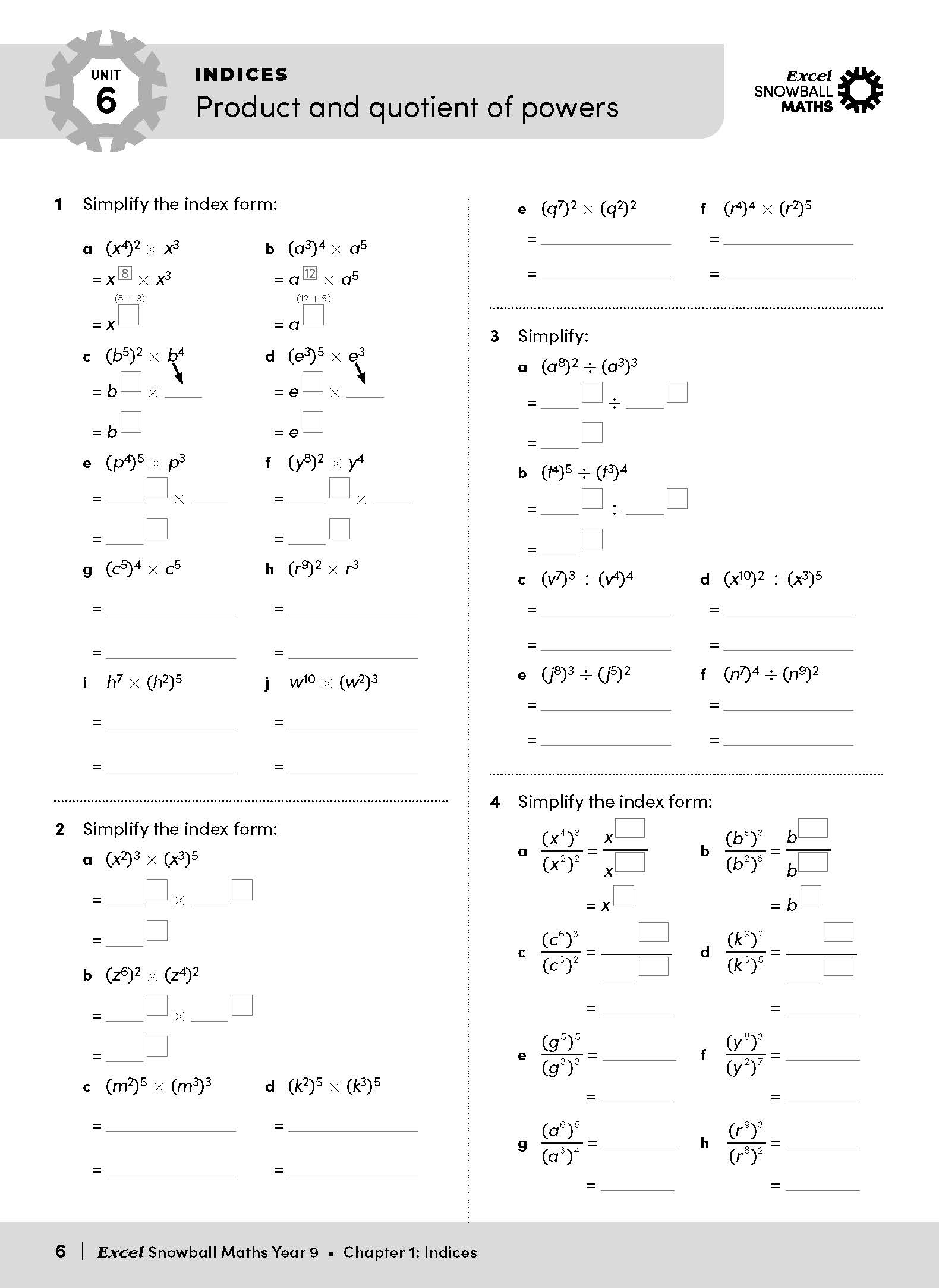 Excel Snowball Maths Year 9 – inside page 8