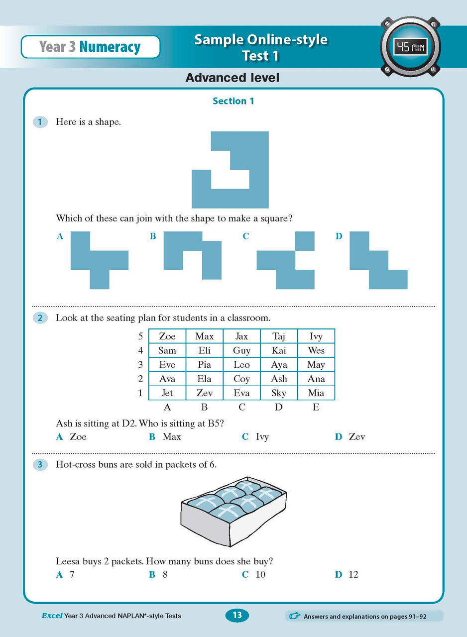Excel Advanced NAPLAN*-style Tests Year 3 — inside page 7