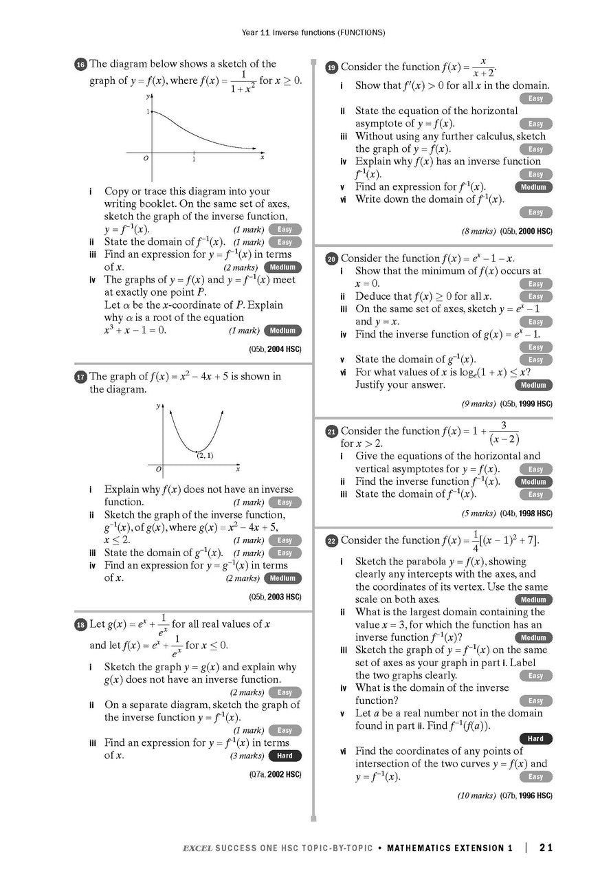 Excel Success One HSC Topic-By-Topic Mathematics Extension 1 2023 Edition — inside page 7
