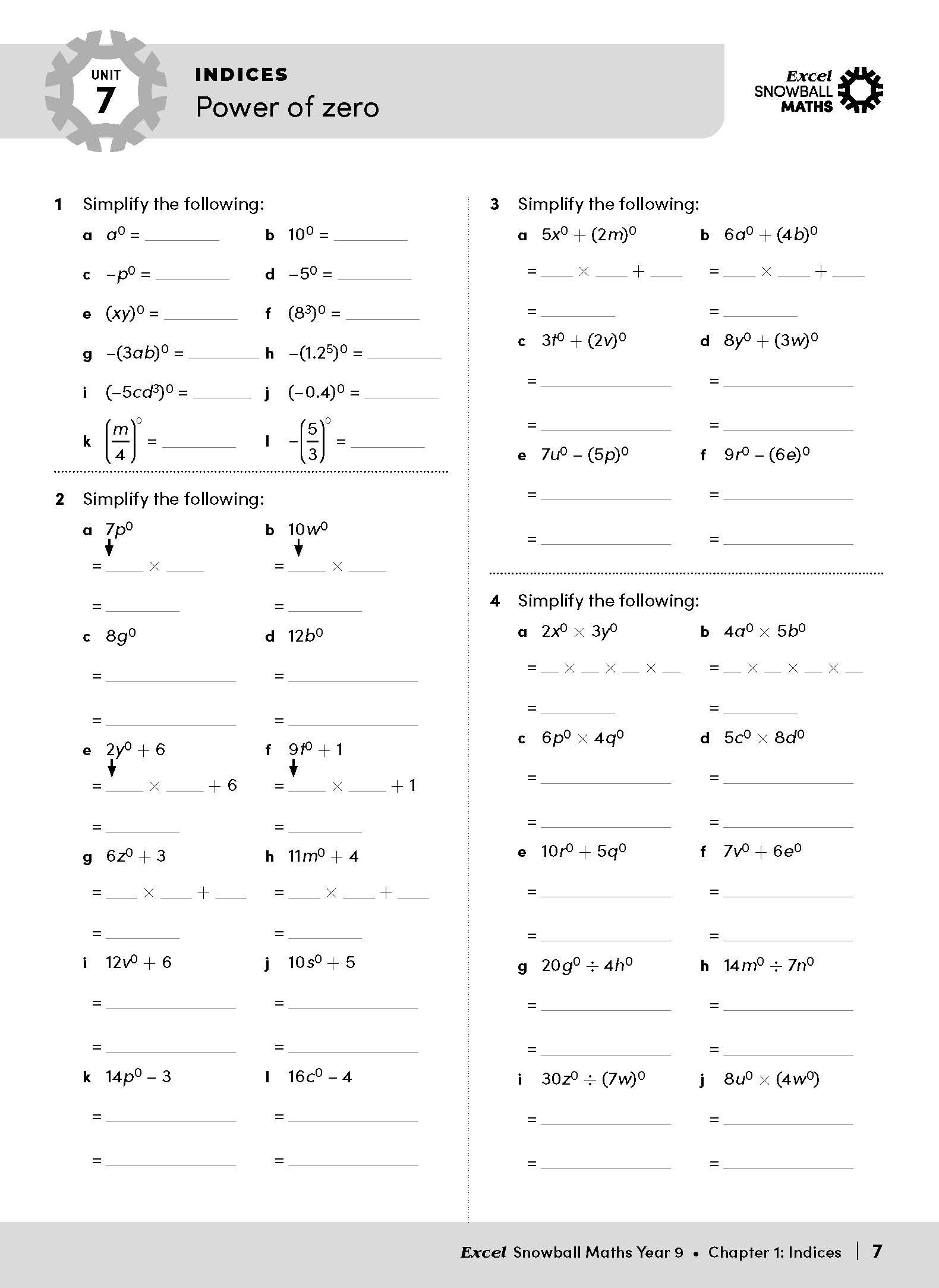 Excel Snowball Maths Year 9 – inside page 9