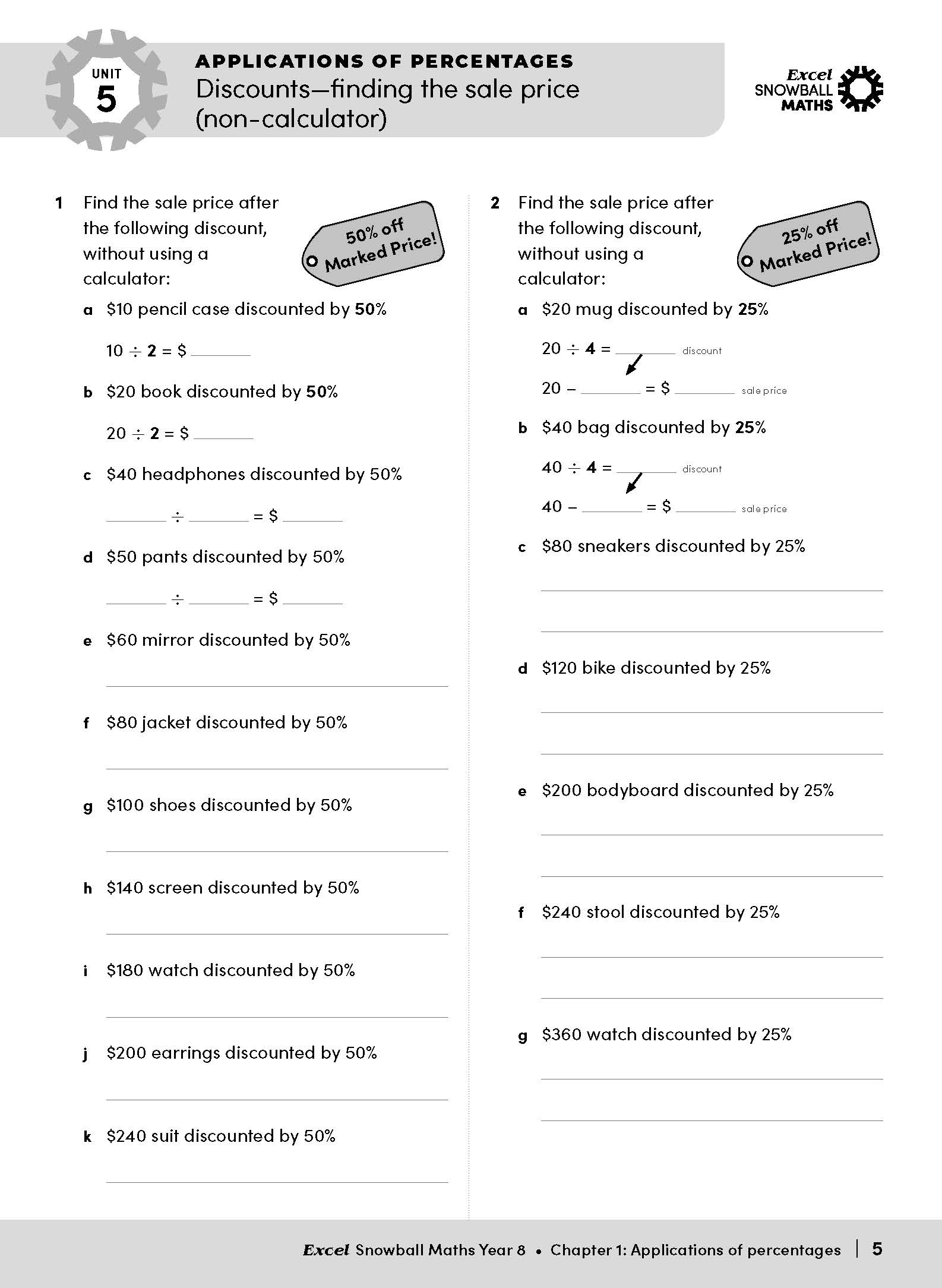 Excel Snowball Maths Year 8 – inside page 7