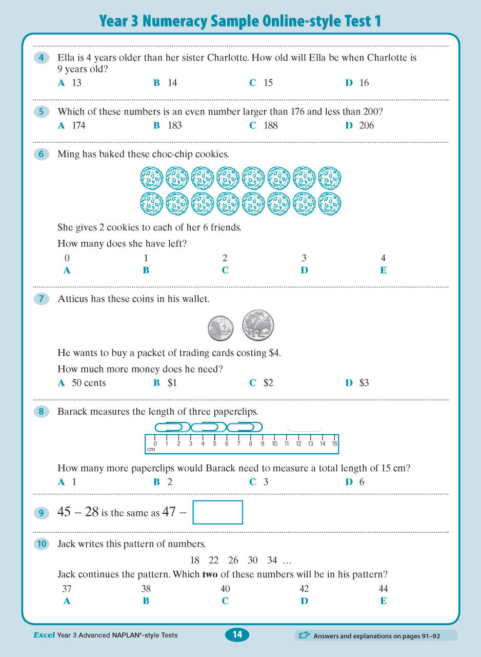 Excel Advanced NAPLAN*-style Tests Year 3 — inside page 8