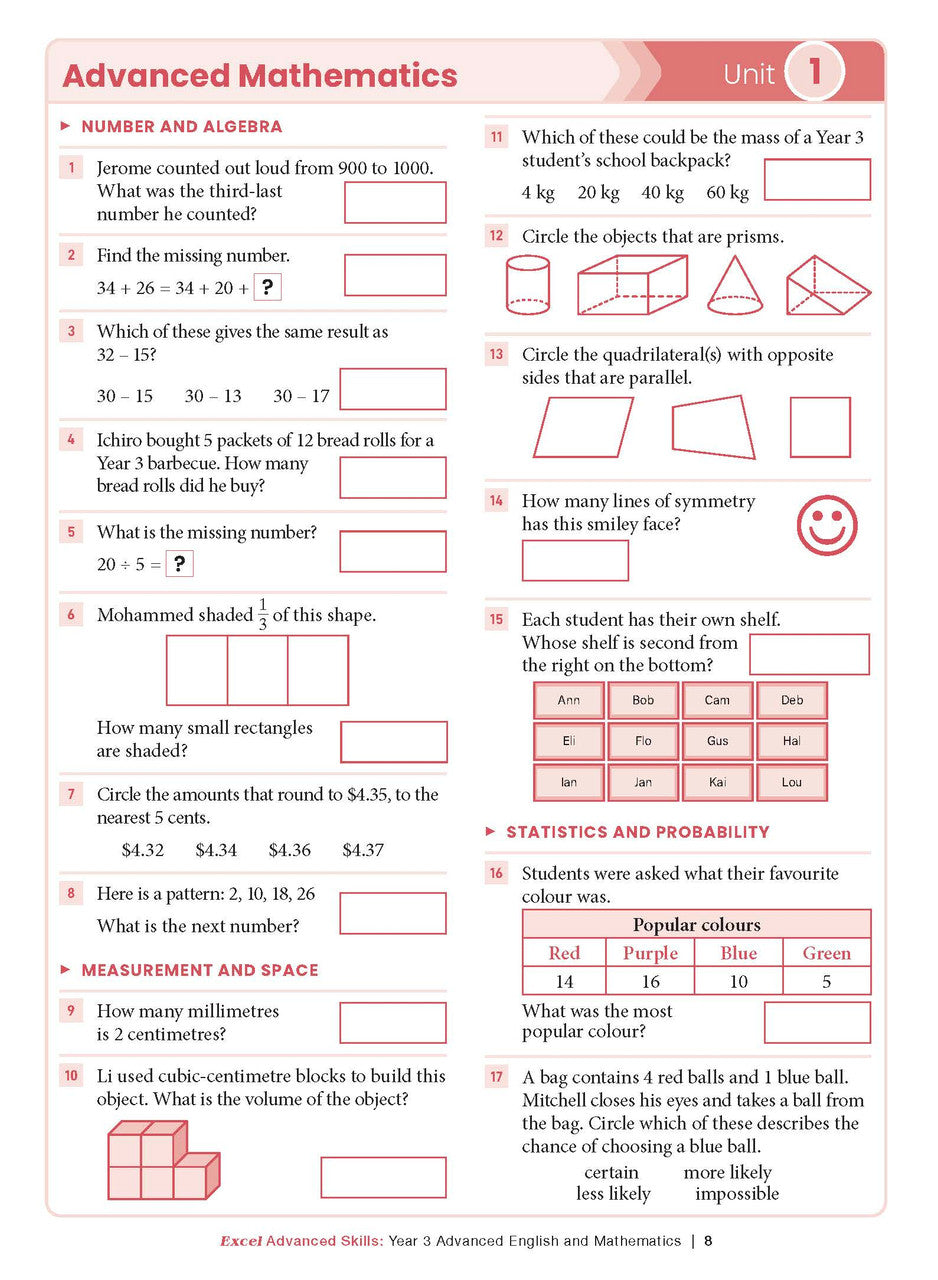 Excel Advanced Skills - Advanced English and Mathematics Year 3 – inside page 3
