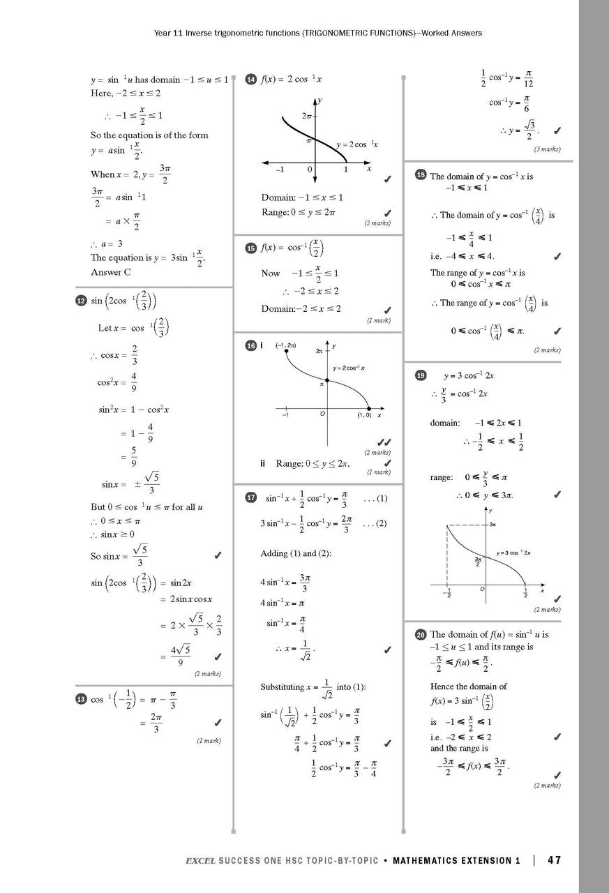 Excel Success One HSC Topic-By-Topic Mathematics Extension 1 2023 Edition — inside page 8