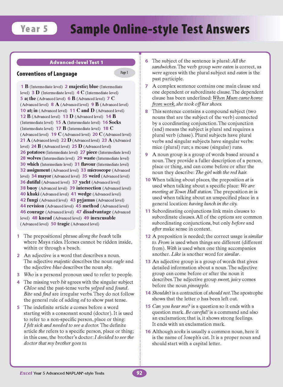 Excel Advanced NAPLAN*-style Tests Year 5 — inside page 9