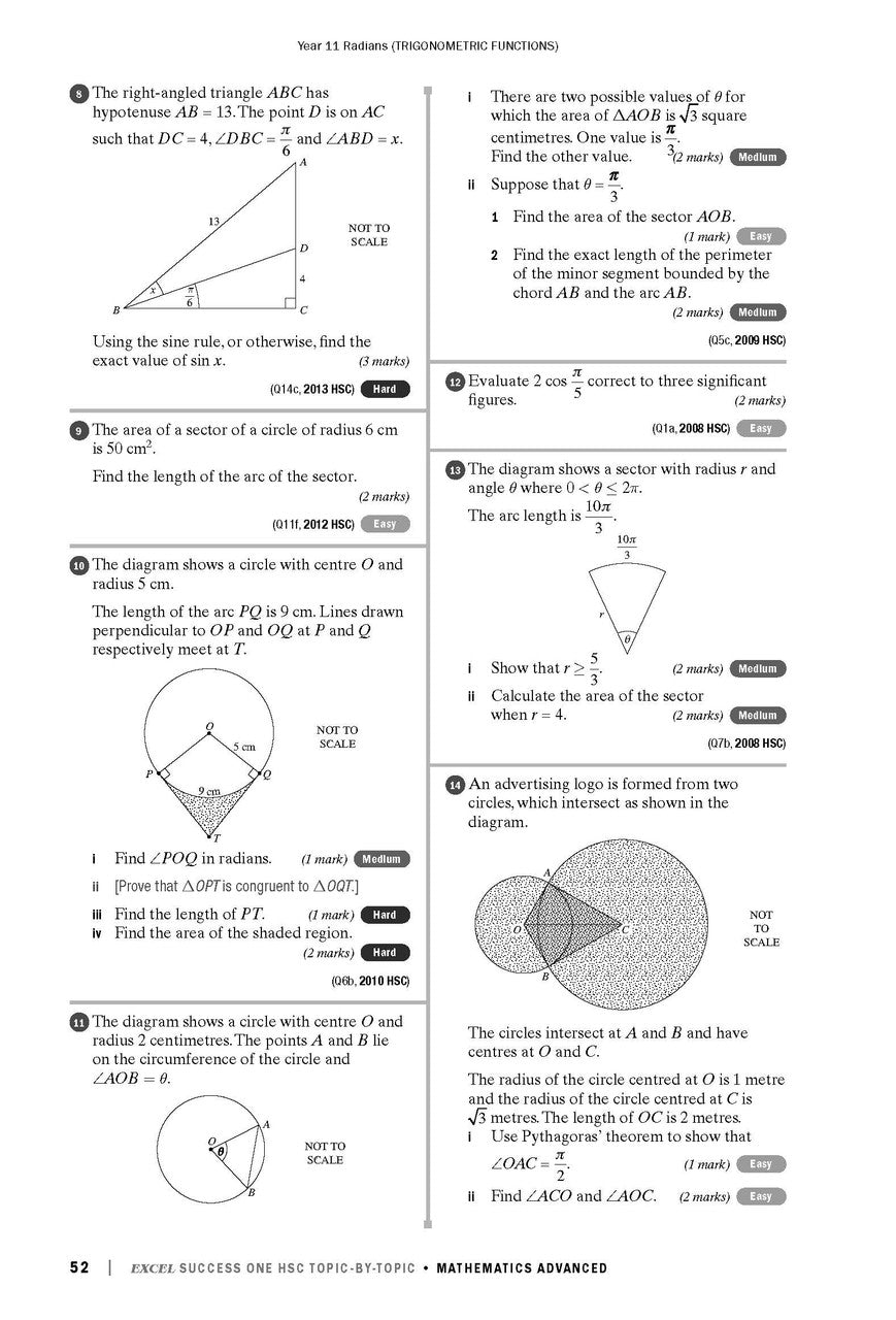 Excel Success One HSC Topic-By-Topic Mathematics Advanced 2023 Edition — inside page 9