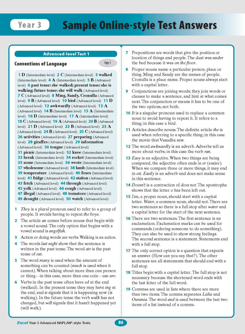 Excel Advanced NAPLAN*-style Tests Year 3 — inside page 9