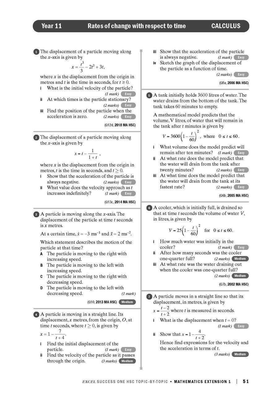 Excel Success One HSC Topic-By-Topic Mathematics Extension 1 2023 Edition — inside page 9