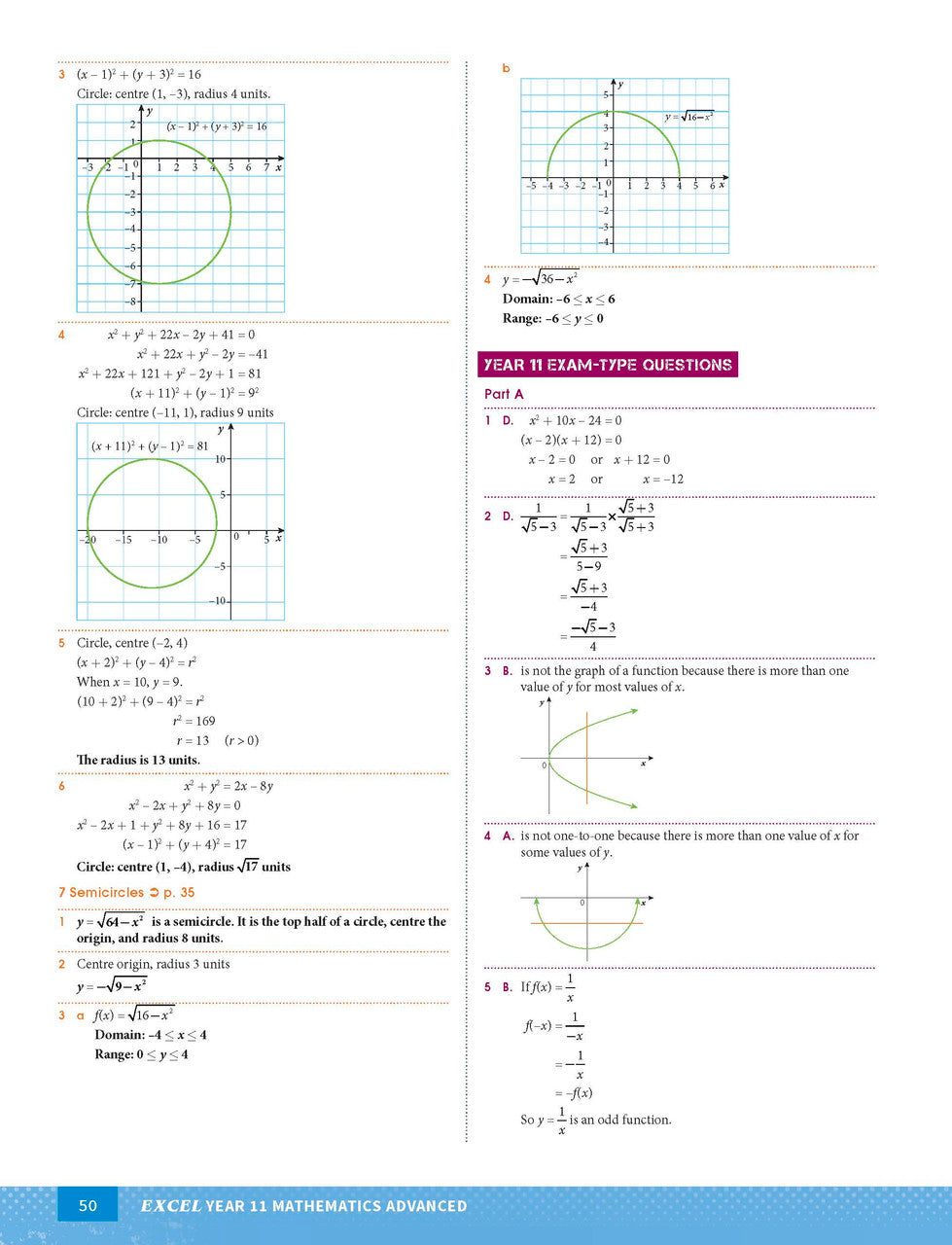 Excel Year 11 Mathematics Advanced Study Guide — inside page 9