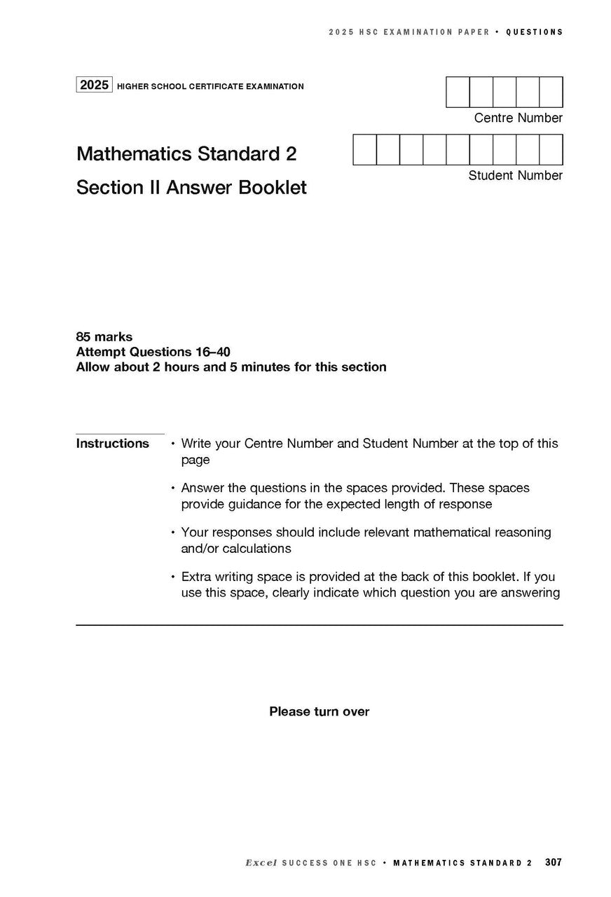 Excel Success One HSC Mathematics Standard 2 2026 Edition — inside page 9