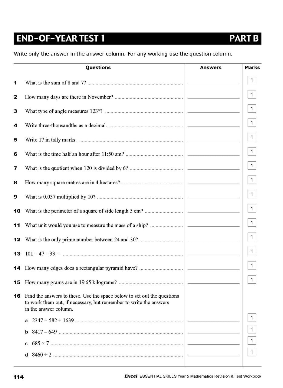 Excel Essential Skills - Year 5 Mathematics Revision & Test Workbook — inside page 9