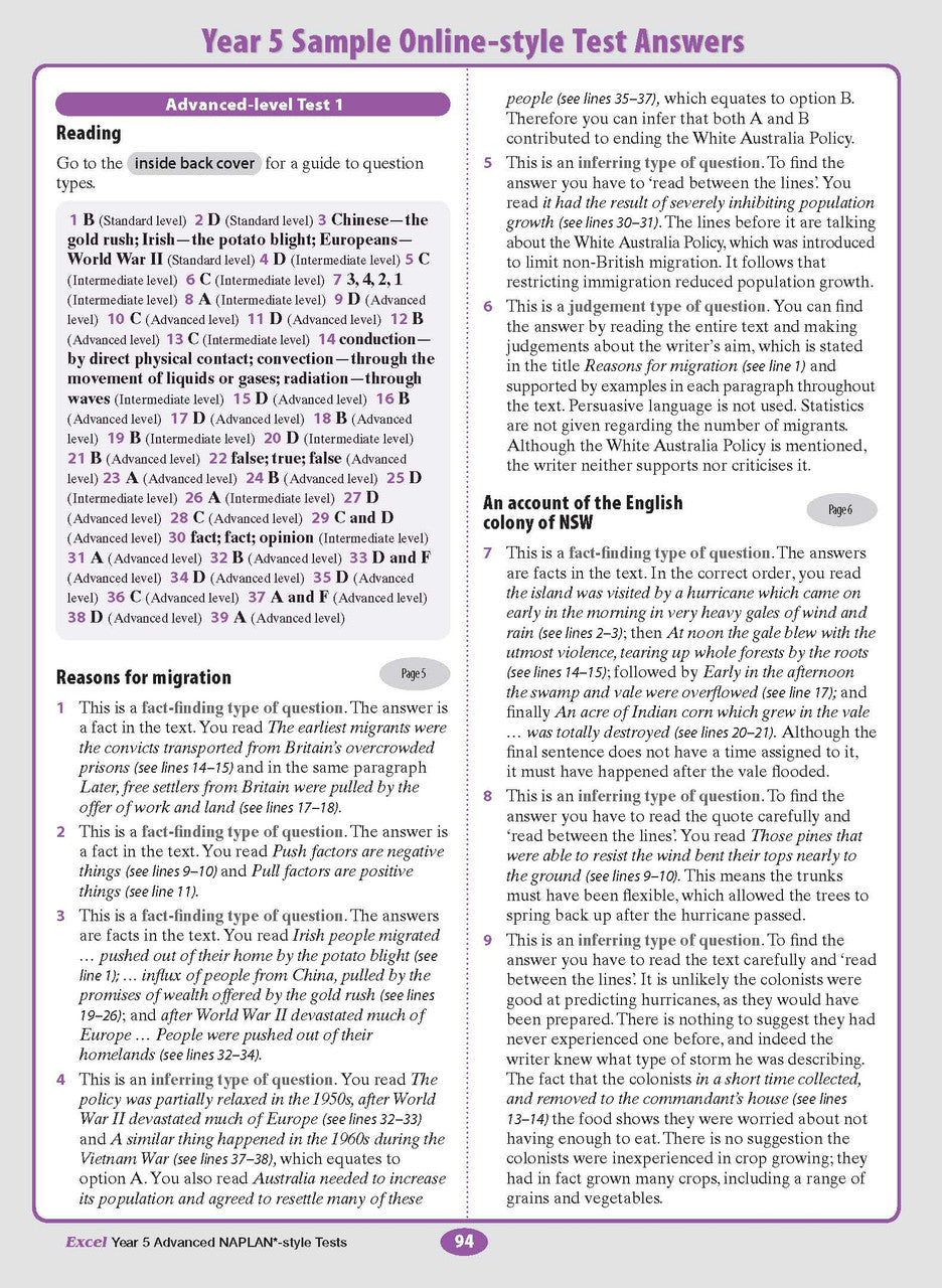 Excel Advanced NAPLAN*-style Tests Year 5 — inside page 10