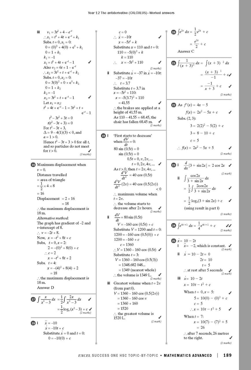 Excel Success One HSC Topic-By-Topic Mathematics Advanced 2023 Edition — inside page 10