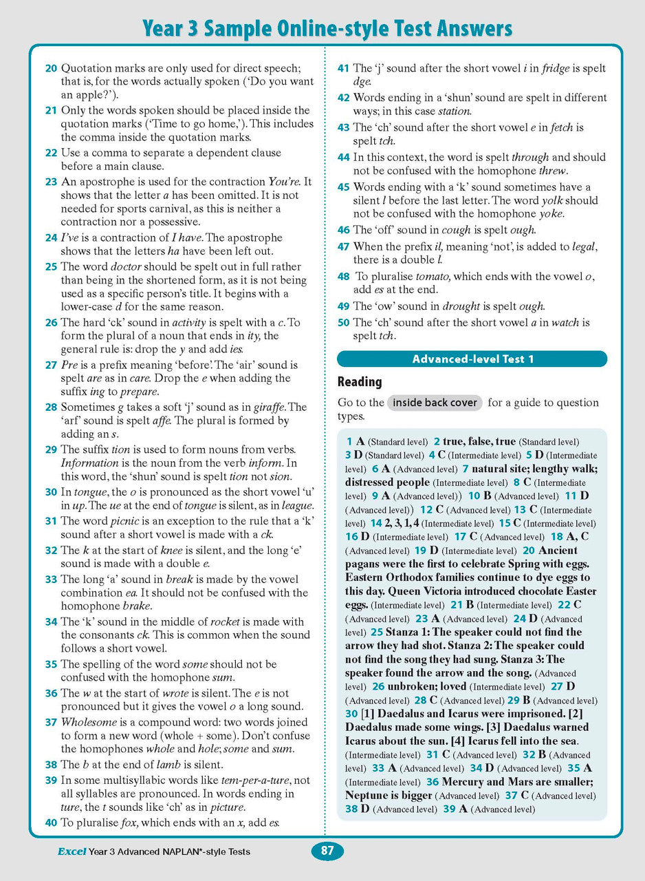 Excel Advanced NAPLAN*-style Tests Year 3 — inside page 10