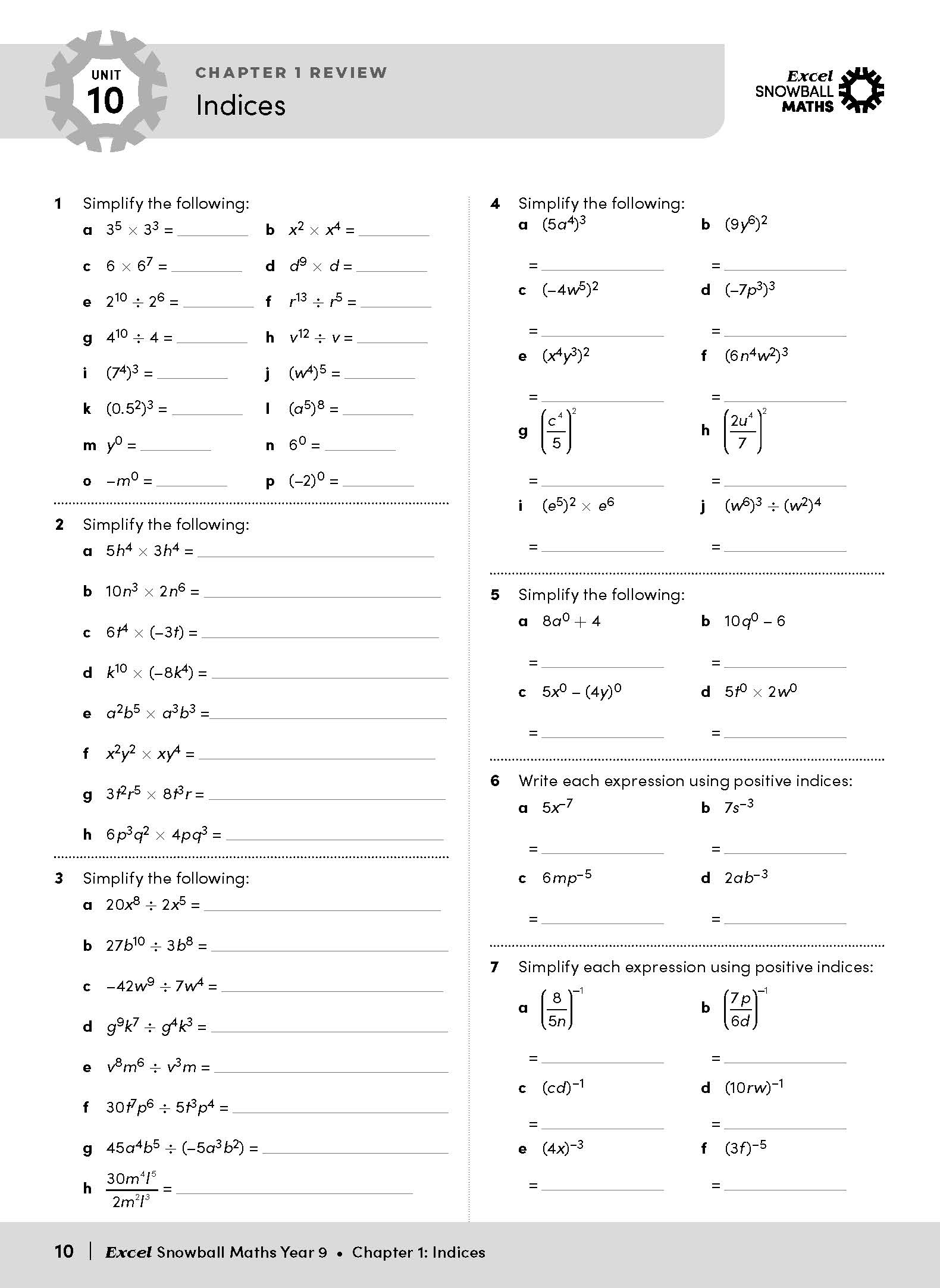 Excel Snowball Maths Year 9 – inside page 12