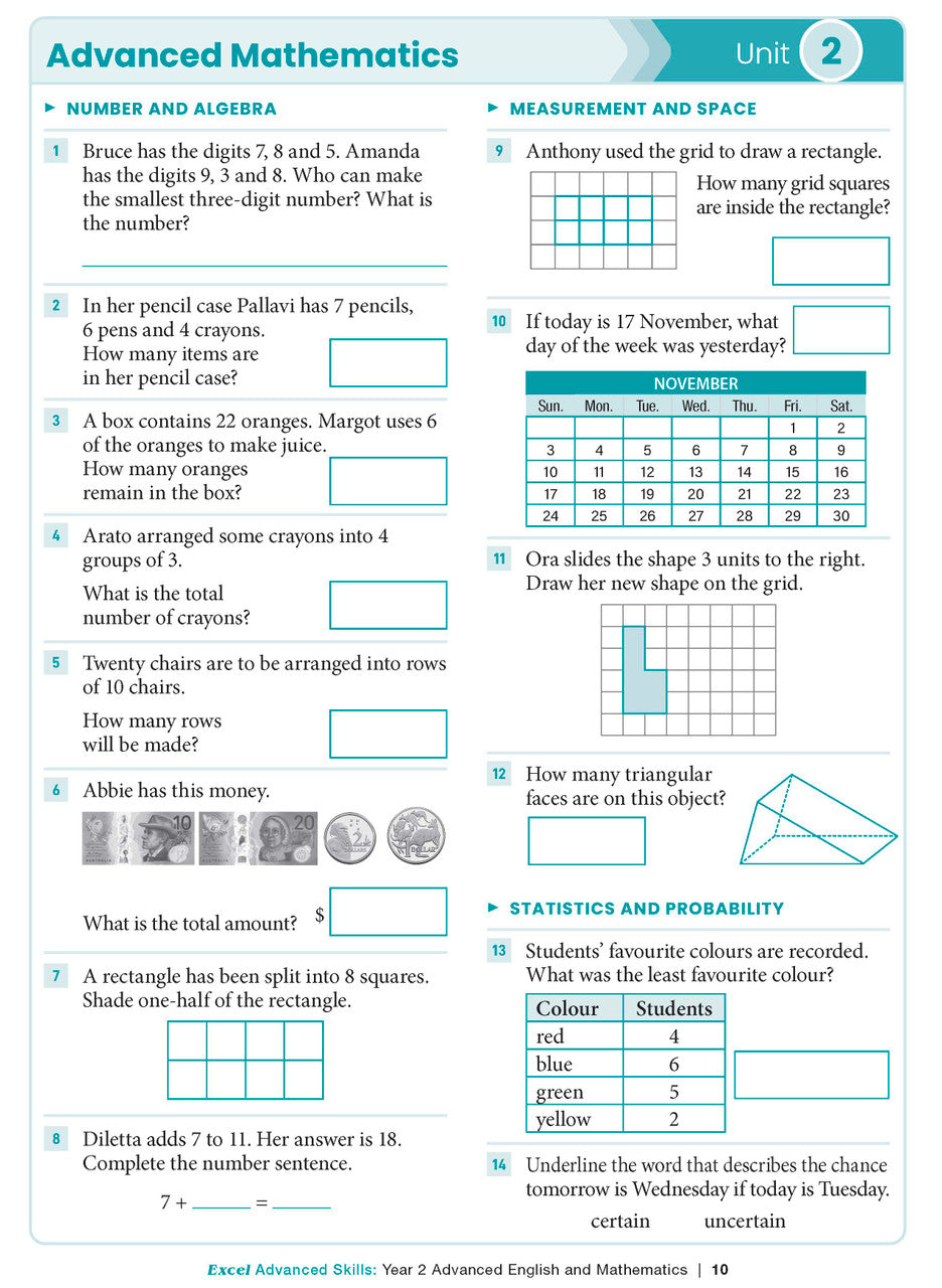Excel Advanced Skills - Advanced English and Mathematics Year 2 – inside page 5