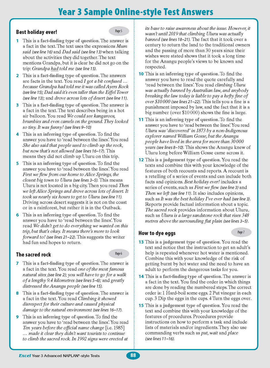 Excel Advanced NAPLAN*-style Tests Year 3 — inside page 11