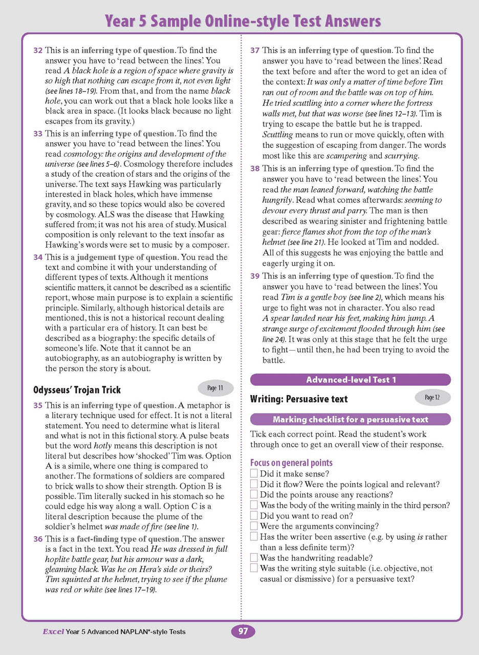 Excel Advanced NAPLAN*-style Tests Year 5 — inside page 11