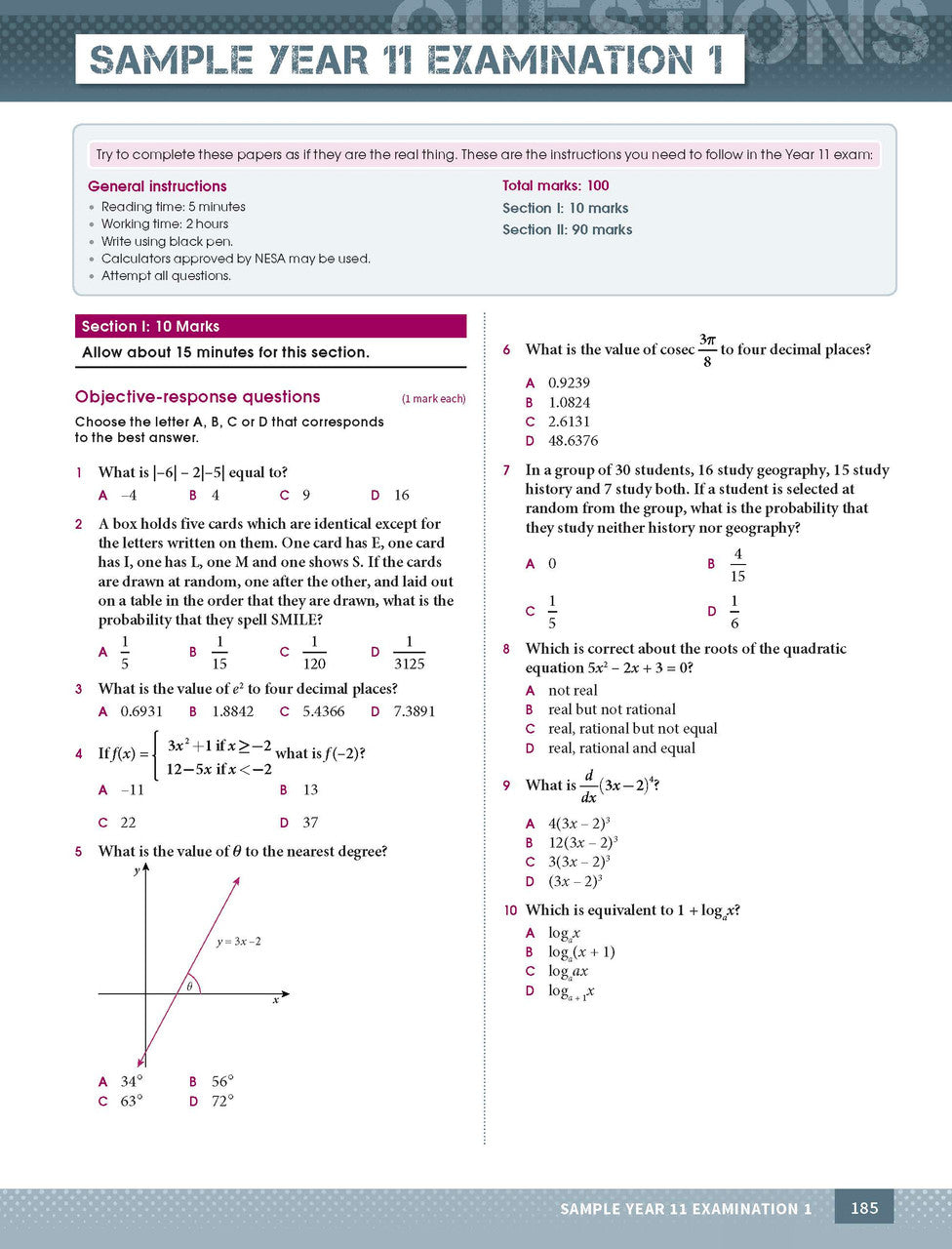 Excel Year 11 Mathematics Advanced Study Guide — inside page 11