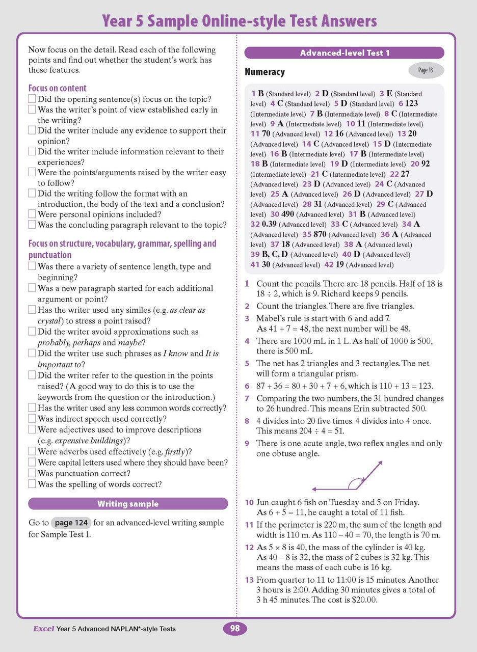 Excel Advanced NAPLAN*-style Tests Year 5 — inside page 12