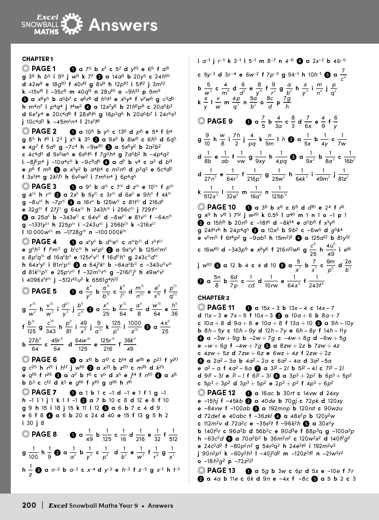 Excel Snowball Maths Year 9 – inside page 13