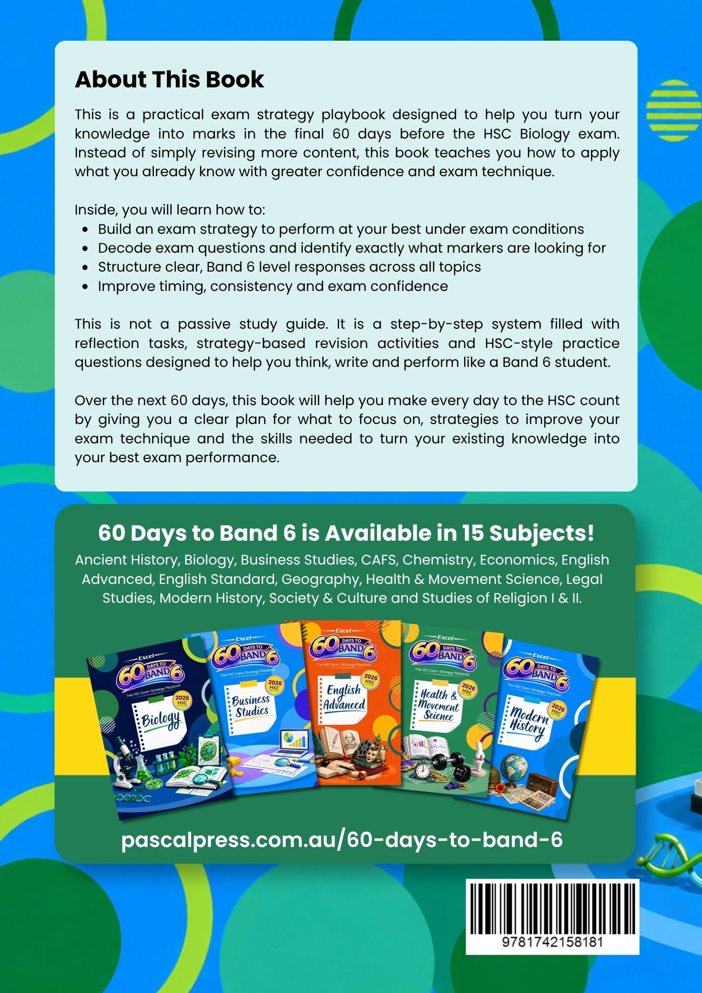 Excel 60 Days to Band 6 Biology back cover