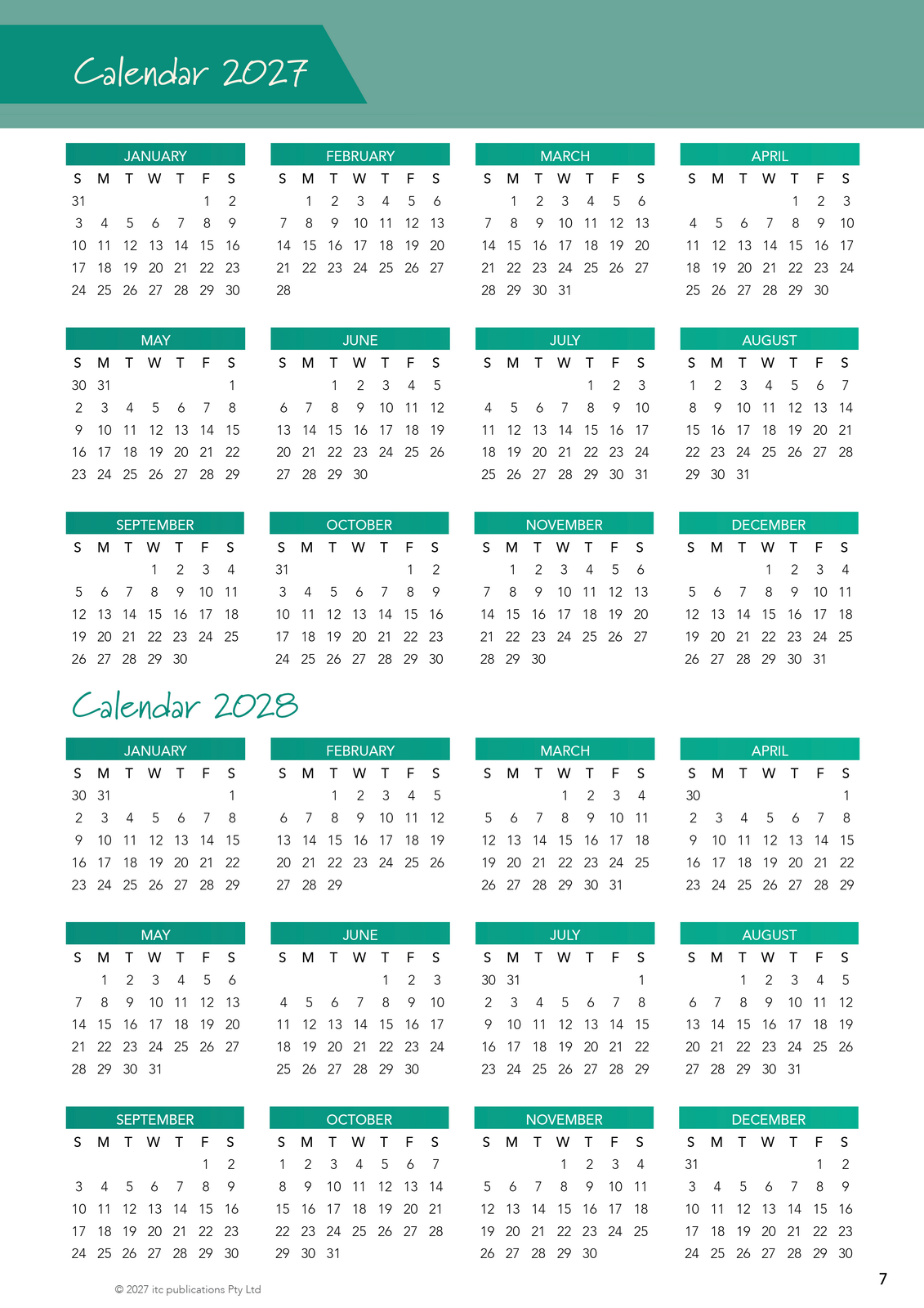 2027 Innovative Teachers' Companion (itc) - Primary (3-6) – 2027 and 2028 calendars
