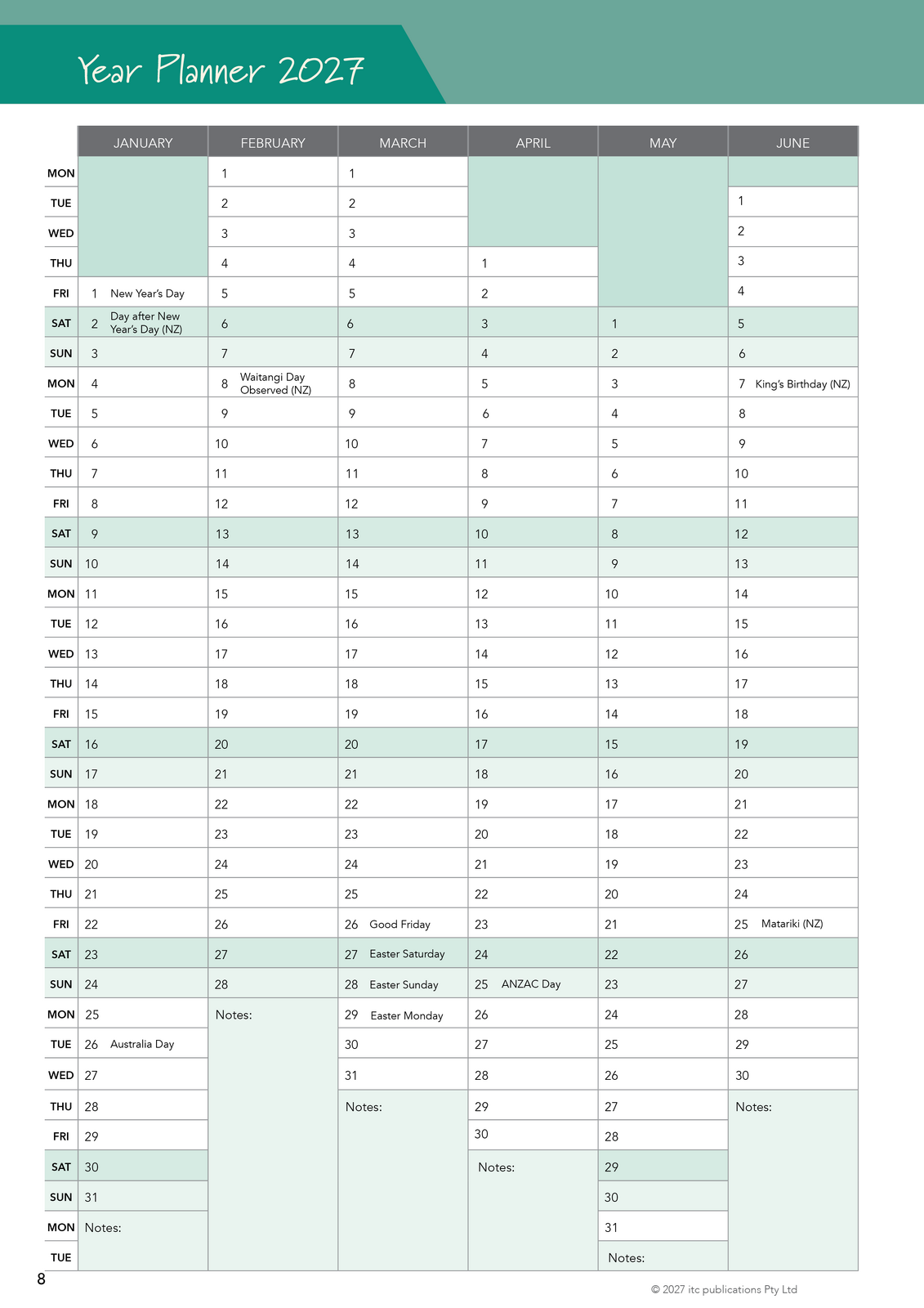 2027 Innovative Teachers' Companion (itc) - Primary (3-6) – Year Planner 2027