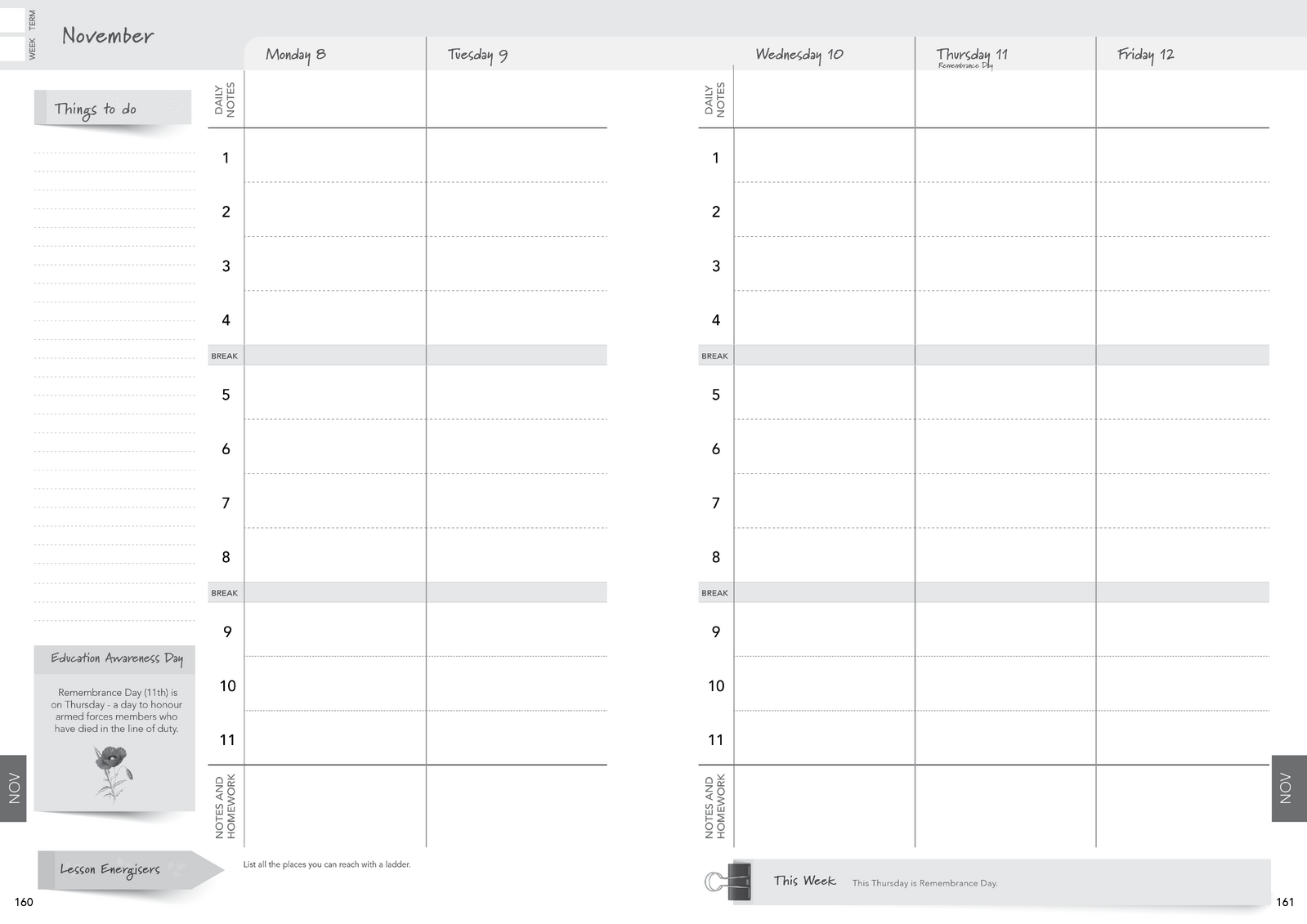 2027 Innovative Teachers' Companion (itc) - Primary (3-6) – Weekly lesson planner spread