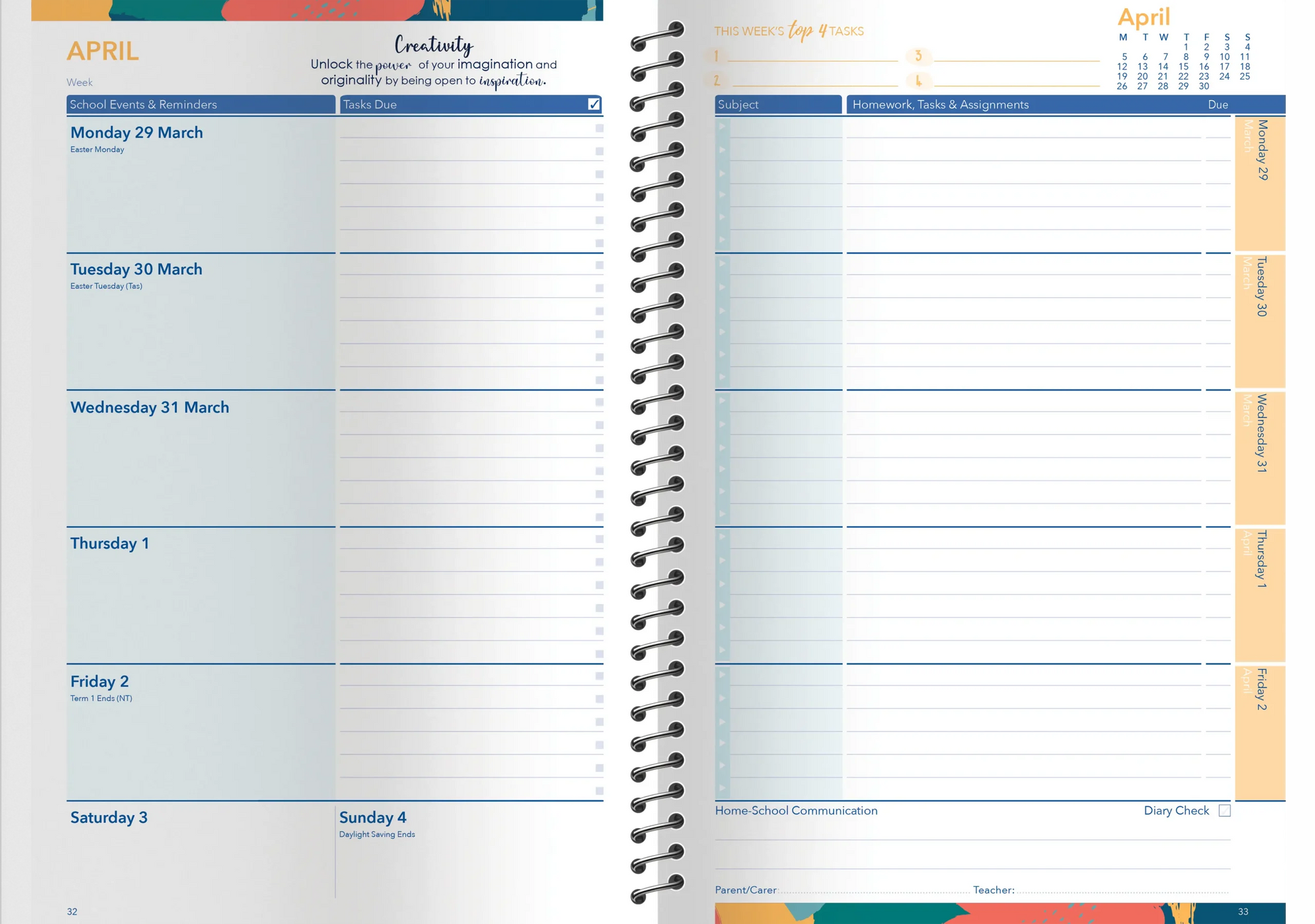 StudyQuest Flourish Weekly Student Diary 2027 - Years 6-12, Coil Bound — Createl SQF — image 2