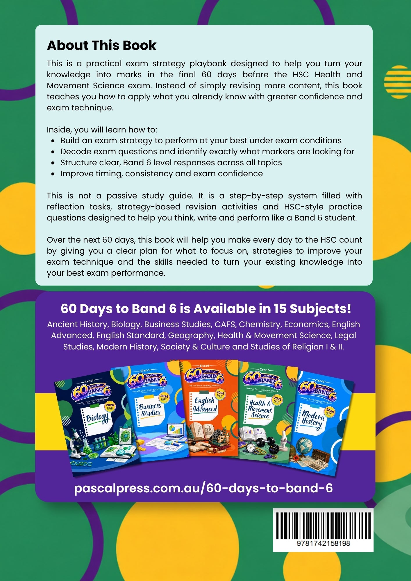 Excel 60 Days to Band 6 Health and Movement Science back cover