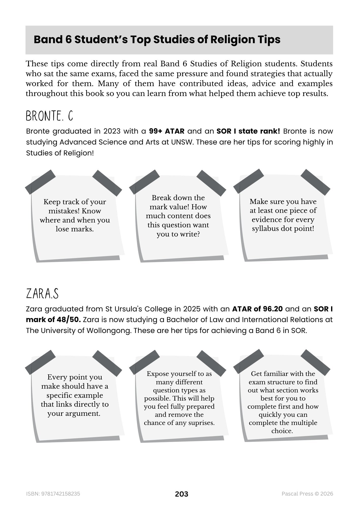 Excel 60 Days to Band 6 Studies of Religion I inside page 10 of 10