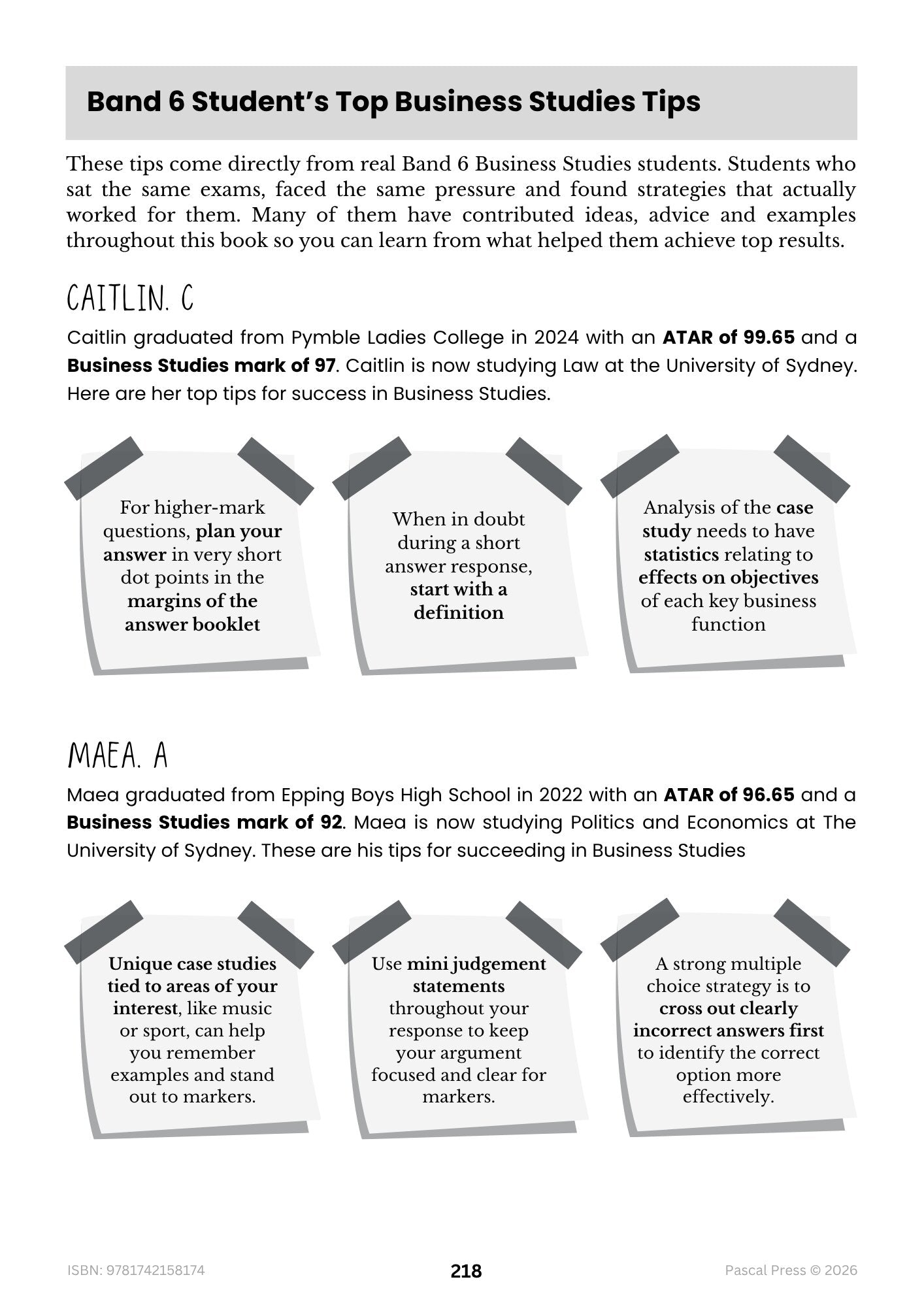 Excel 60 Days to Band 6 Business Studies inside page 10 of 10