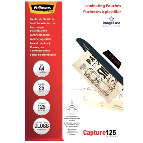 Fellowes Laminating Pouches A4 125 Micron Gloss (Pack of 25)
